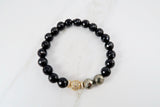 KENNEDY GOLD onyx/pyrite Bracelet by NICOLE LEIGH Jewelry