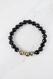 KENNEDY GOLD onyx/pyrite Bracelet by NICOLE LEIGH Jewelry