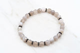 SOPHIA GUNMETAL banded gray agate/matte gray agate