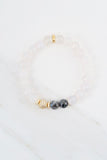 KENNEDY GOLD milky agate/larvikite Bracelet by NICOLE LEIGH Jewelry