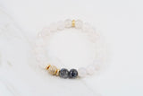 KENNEDY GOLD milky agate/larvikite Bracelet by NICOLE LEIGH Jewelry