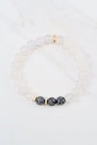 KENNEDY GOLD milky agate/larvikite Bracelet by NICOLE LEIGH Jewelry